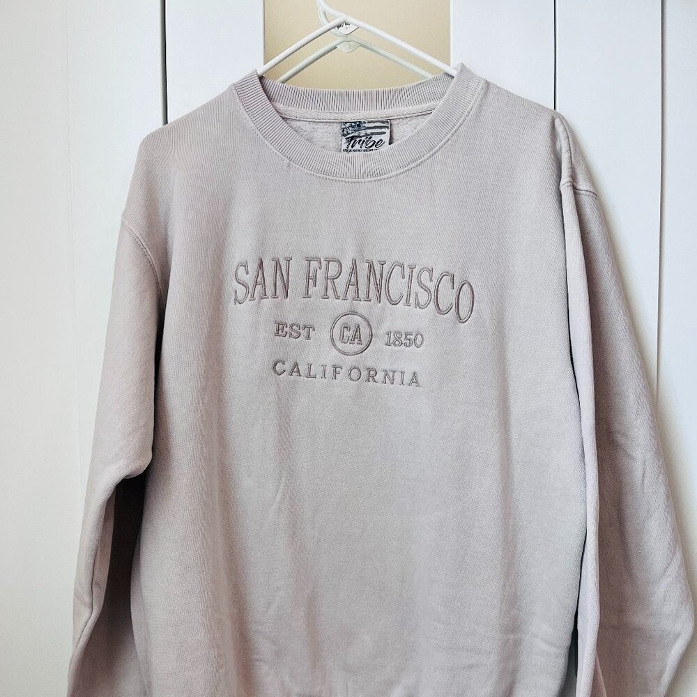 San Fransisco California beige oversized crewneck sweatshirt